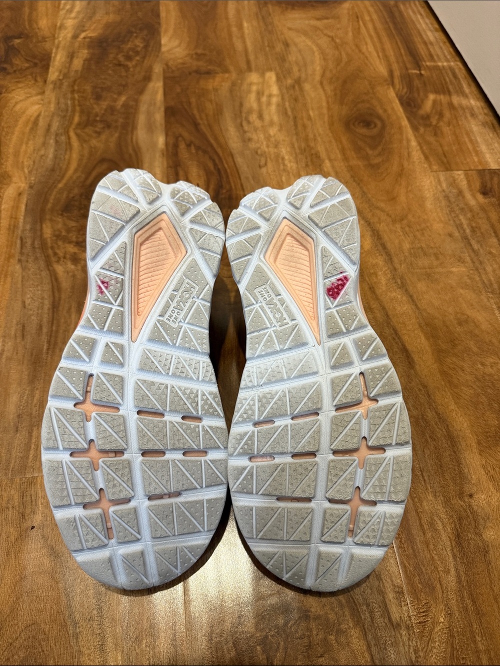 Hoka Mach 5 pro fly plus Women's Coral Running Shoes with Light Blue Laces - Picture 7 of 9